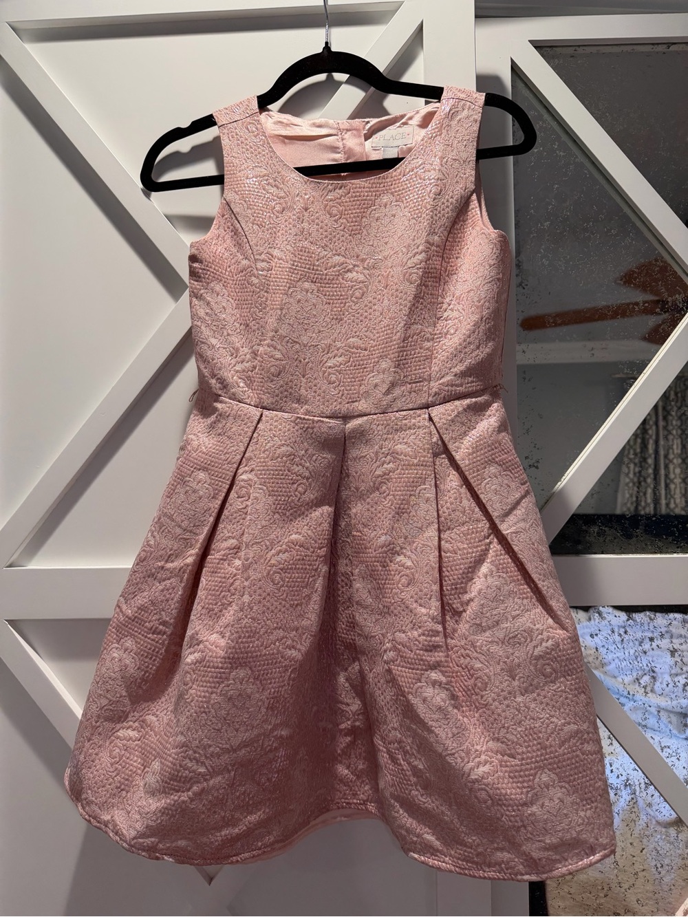 Place Girls' Light Pink Textured Fit & Flare Dress
